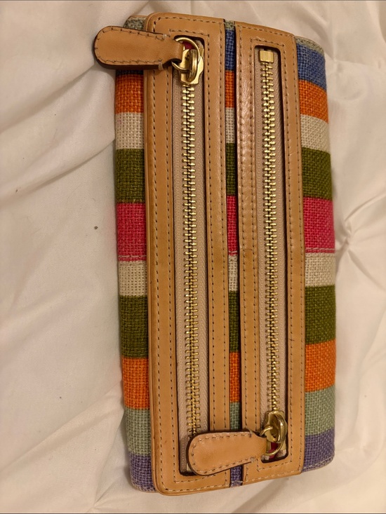 Coach Handbags - Coach 42567 Bonnie Hampton Legacy Multicolor Stripe Canvas & Leather Wallet Ret.